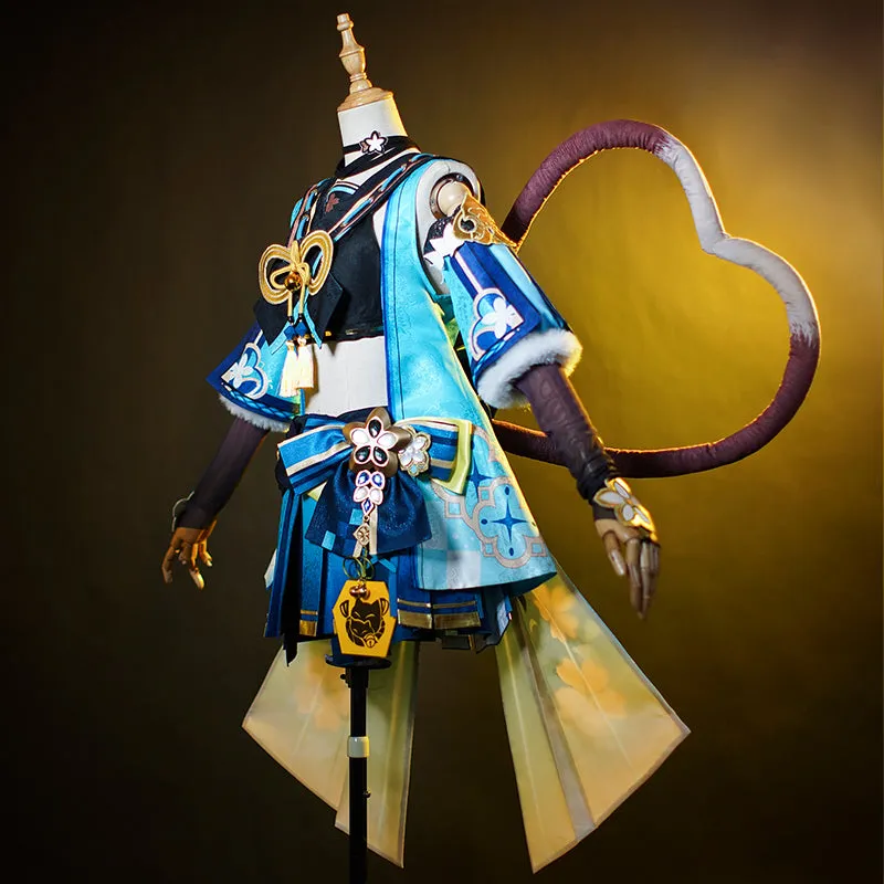 Genshin Impact Kirara Cosplay Costume Anime Nekomata Dress Halloween Exhibition Suit