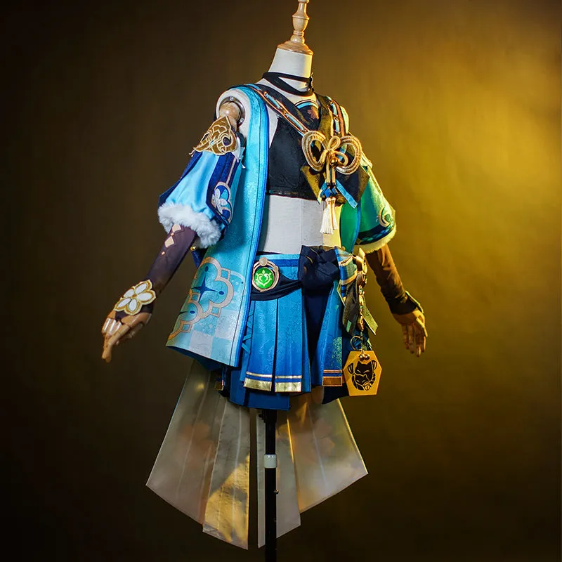 Genshin Impact Kirara Cosplay Costume Anime Nekomata Dress Halloween Exhibition Suit