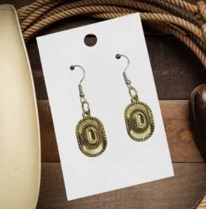 Gold Cowboy Hat Dangle Earrings - #7496