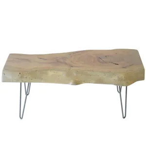 Gray Wash Live Edge Slab Coffee Table
