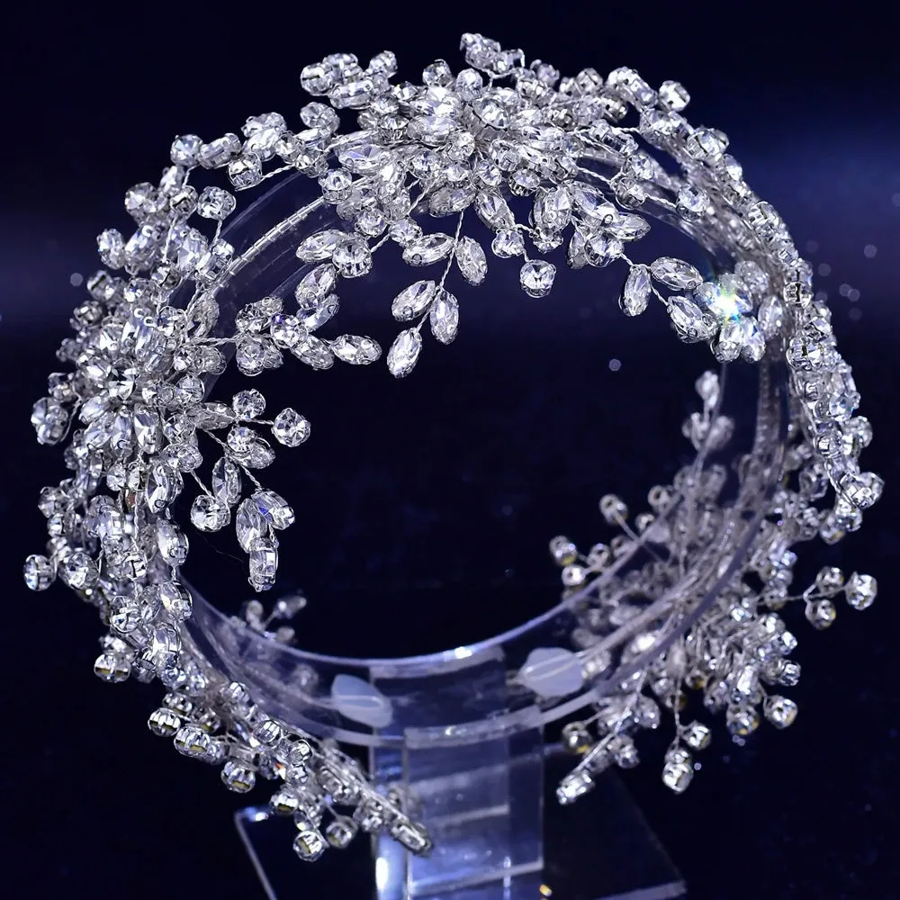 Handmade Pearl Hair Hoop Bridal Elegant Alloy Leaf Hairbands