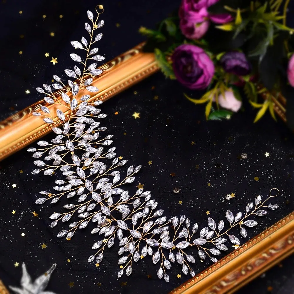 Handmade Pearl Hair Hoop Bridal Elegant Alloy Leaf Hairbands