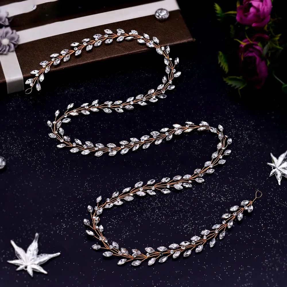 Handmade Pearl Hair Hoop Bridal Elegant Alloy Leaf Hairbands