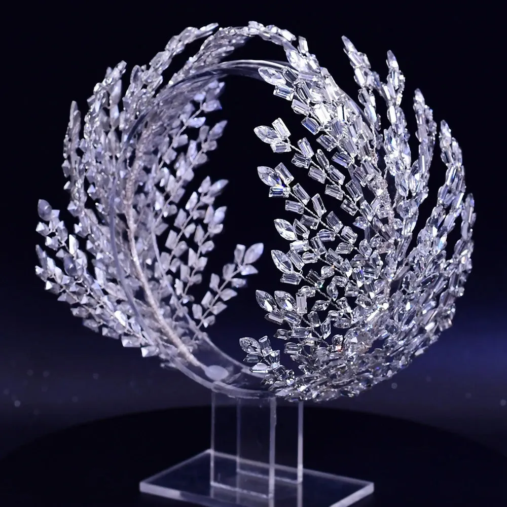 Handmade Pearl Hair Hoop Bridal Elegant Alloy Leaf Hairbands