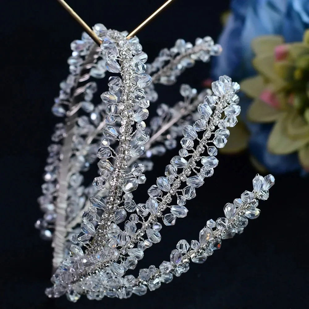 Handmade Pearl Hair Hoop Bridal Elegant Alloy Leaf Hairbands