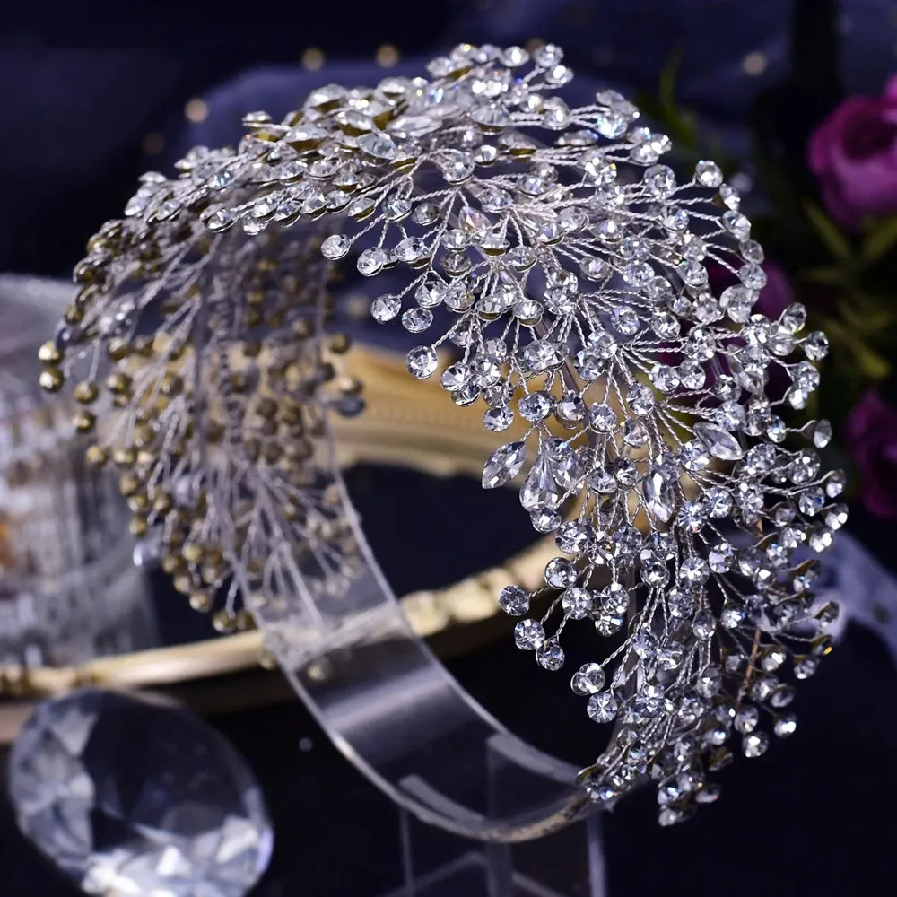 Handmade Pearl Hair Hoop Bridal Elegant Alloy Leaf Hairbands