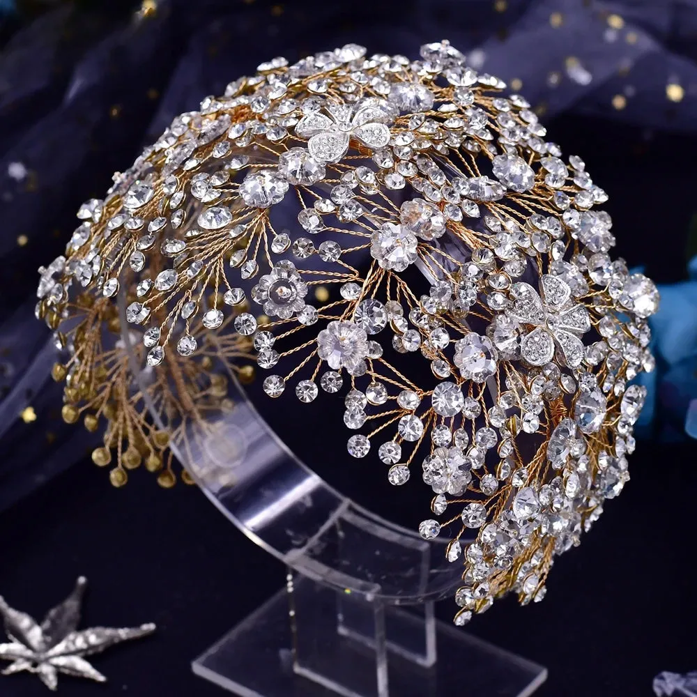 Handmade Pearl Hair Hoop Bridal Elegant Alloy Leaf Hairbands