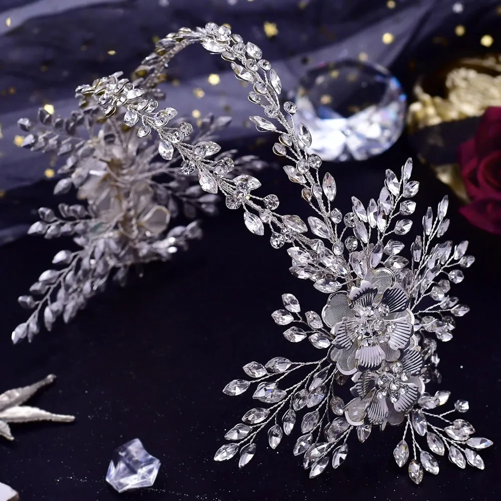 Handmade Pearl Hair Hoop Bridal Elegant Alloy Leaf Hairbands