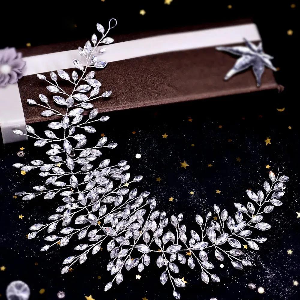 Handmade Pearl Hair Hoop Bridal Elegant Alloy Leaf Hairbands
