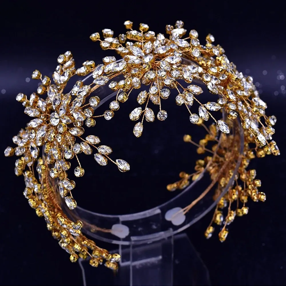 Handmade Pearl Hair Hoop Bridal Elegant Alloy Leaf Hairbands