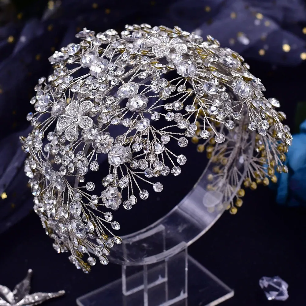 Handmade Pearl Hair Hoop Bridal Elegant Alloy Leaf Hairbands