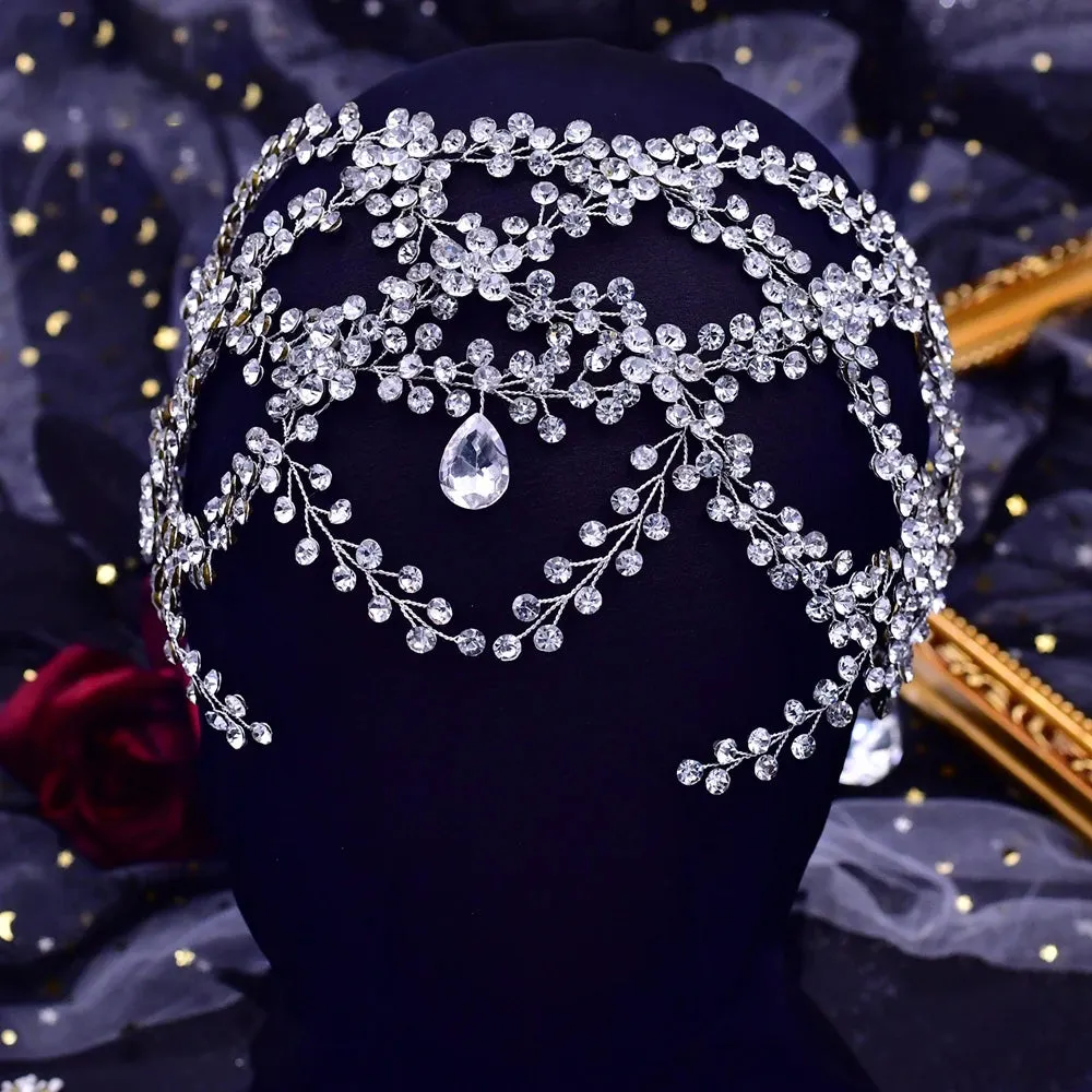 Handmade Pearl Hair Hoop Bridal Elegant Alloy Leaf Hairbands