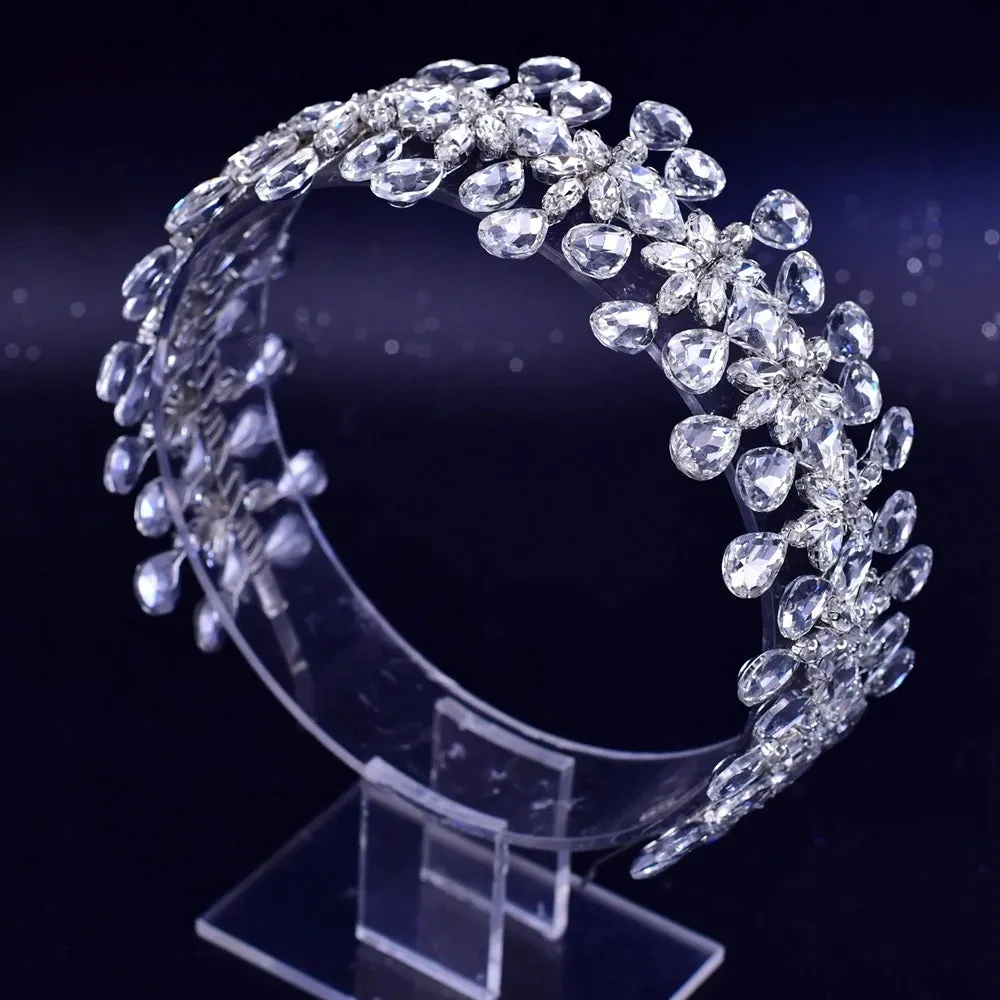 Handmade Pearl Hair Hoop Bridal Elegant Alloy Leaf Hairbands