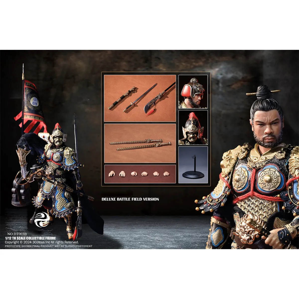 HiPlay 303TOYS The Prosperous Tang Dynasty Series, General Of Right Militant Marquis: Yuchi Gong, Battle Field Deluxe, Action Figure Full Set
