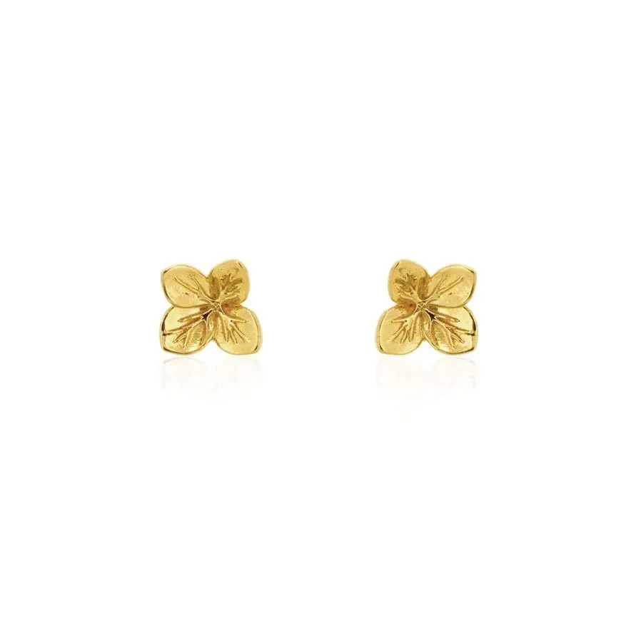 Hydrangea Stud Earrings - Gold
