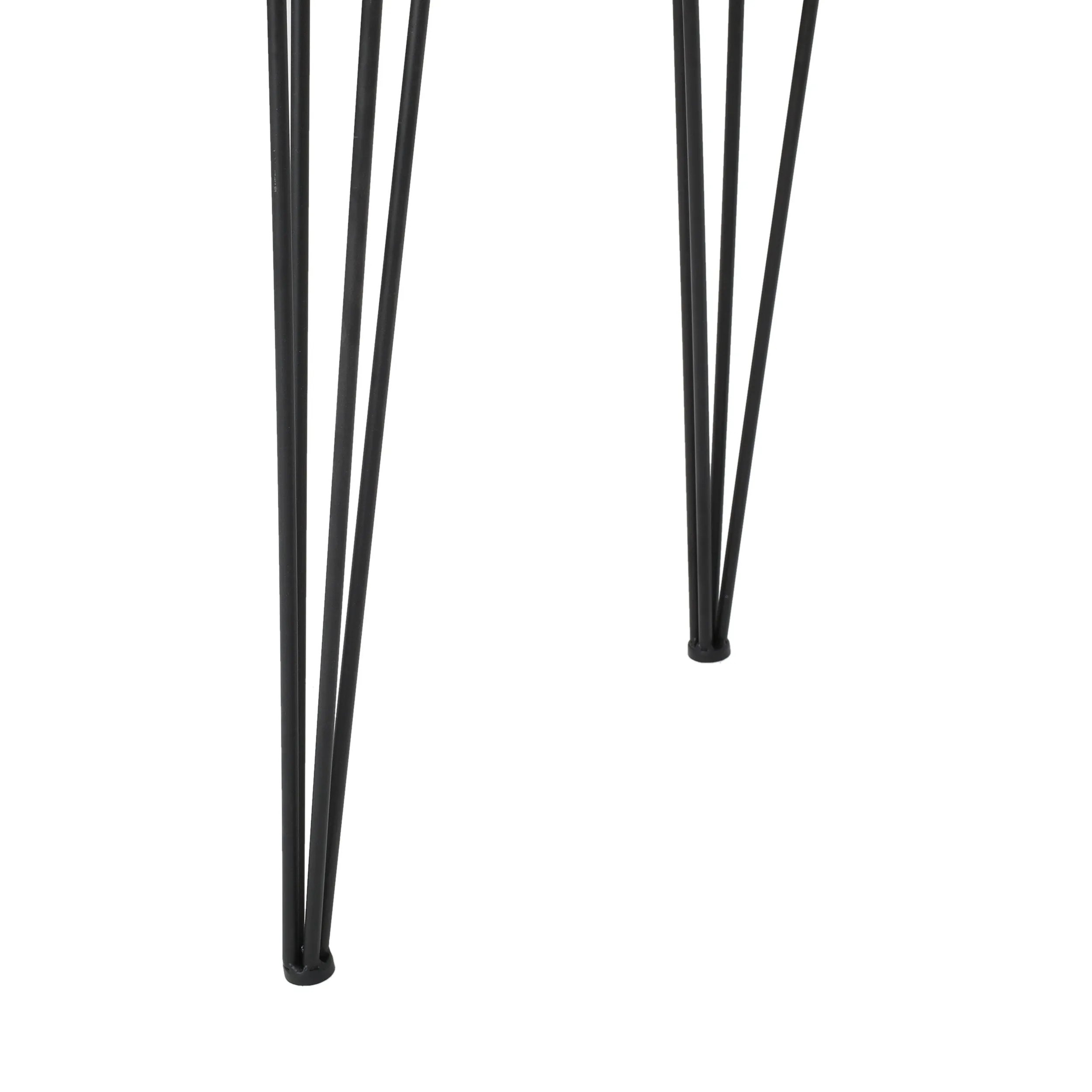 Kaia Faux Wood 7 Piece Dining Set, Dark Brown, Black