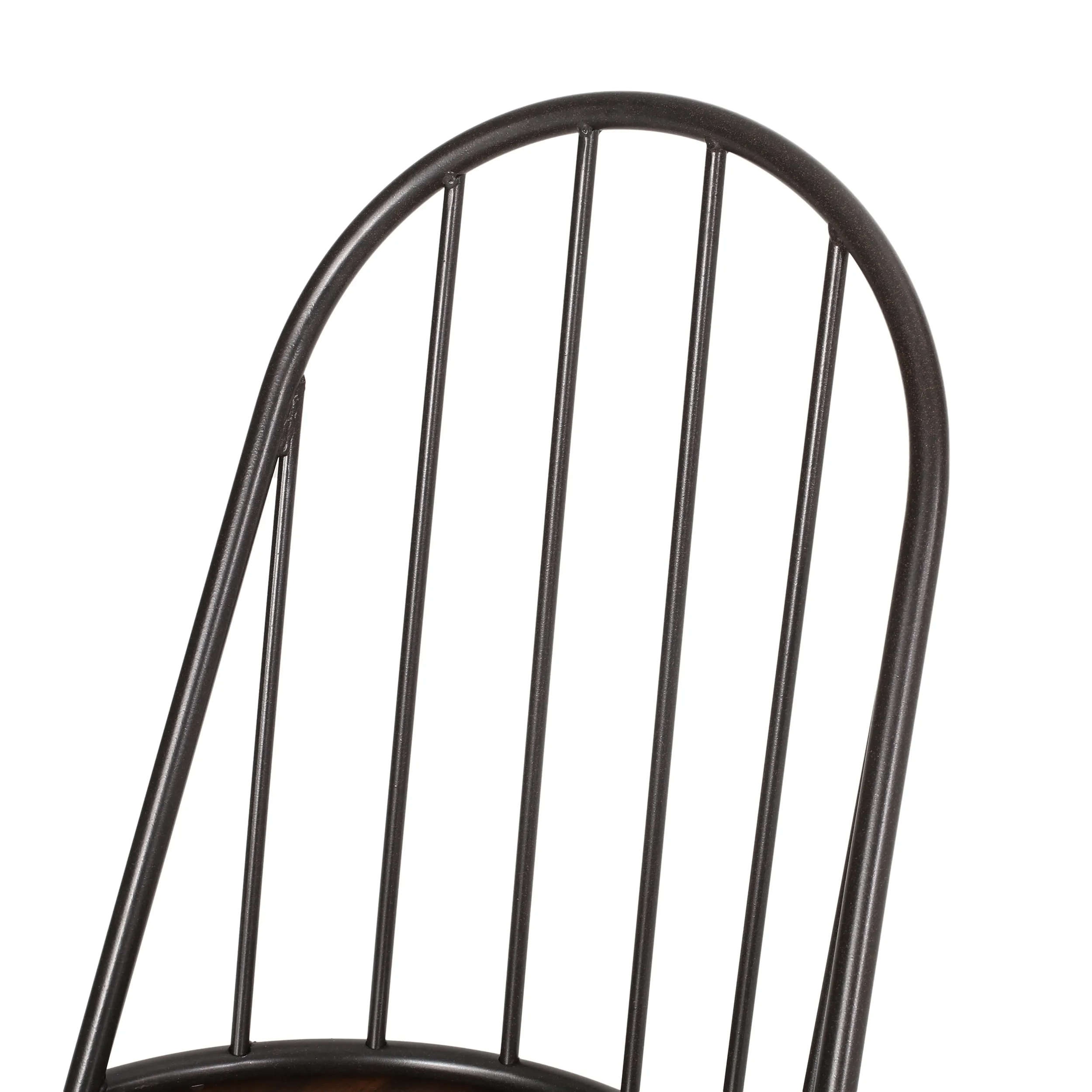 Kaia Faux Wood 7 Piece Dining Set, Dark Brown, Black