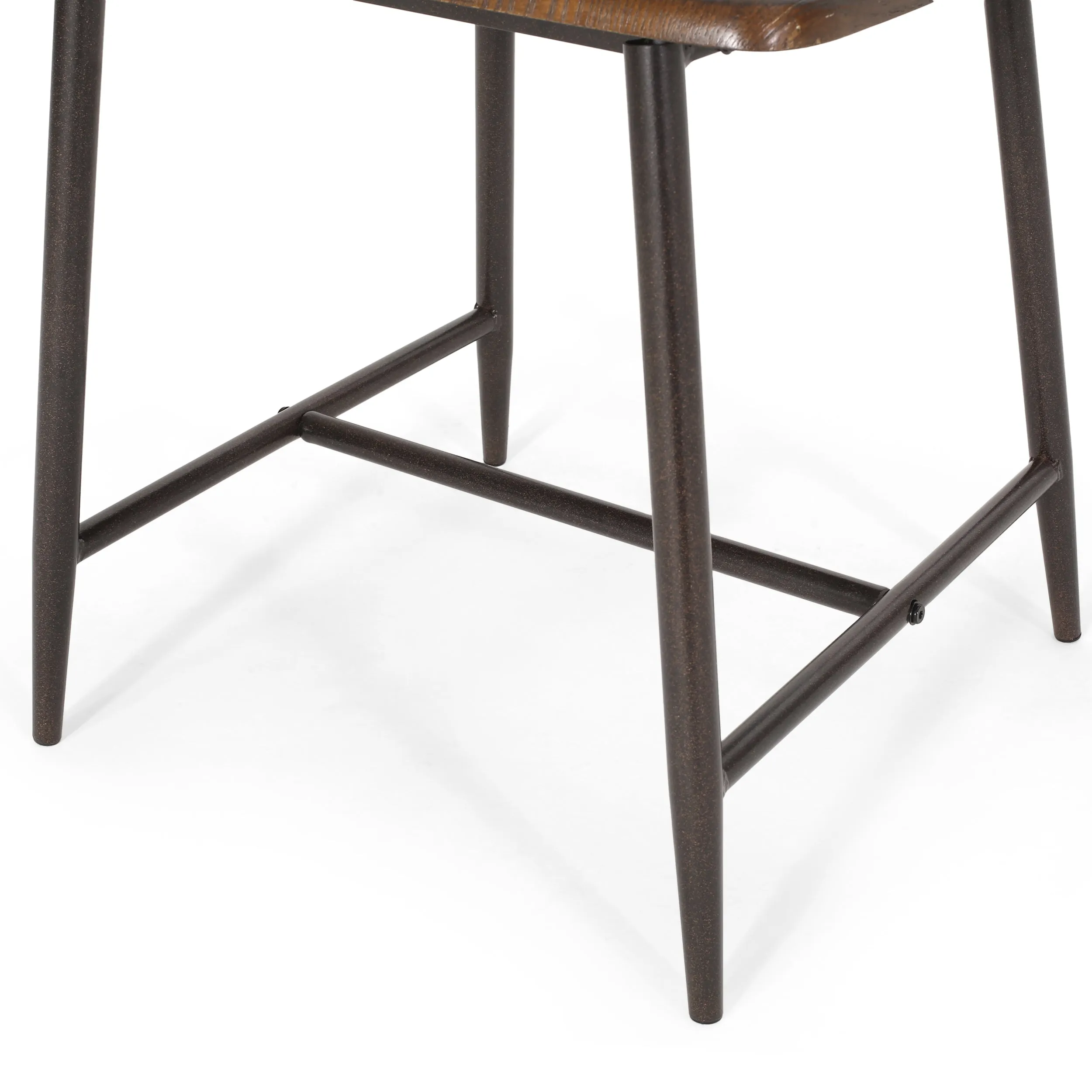 Kaia Faux Wood 7 Piece Dining Set, Dark Brown, Black