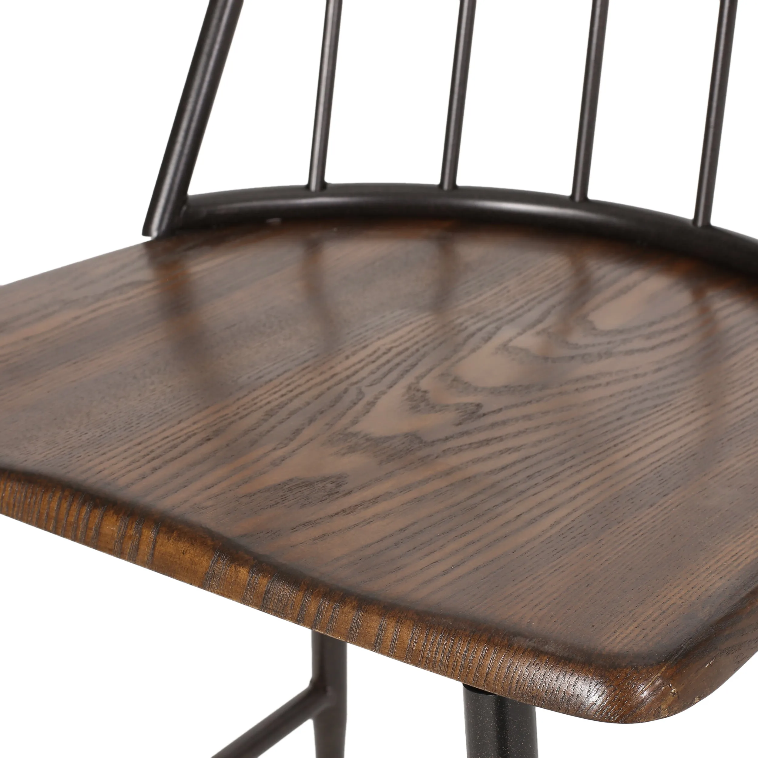 Kaia Faux Wood 7 Piece Dining Set, Dark Brown, Black