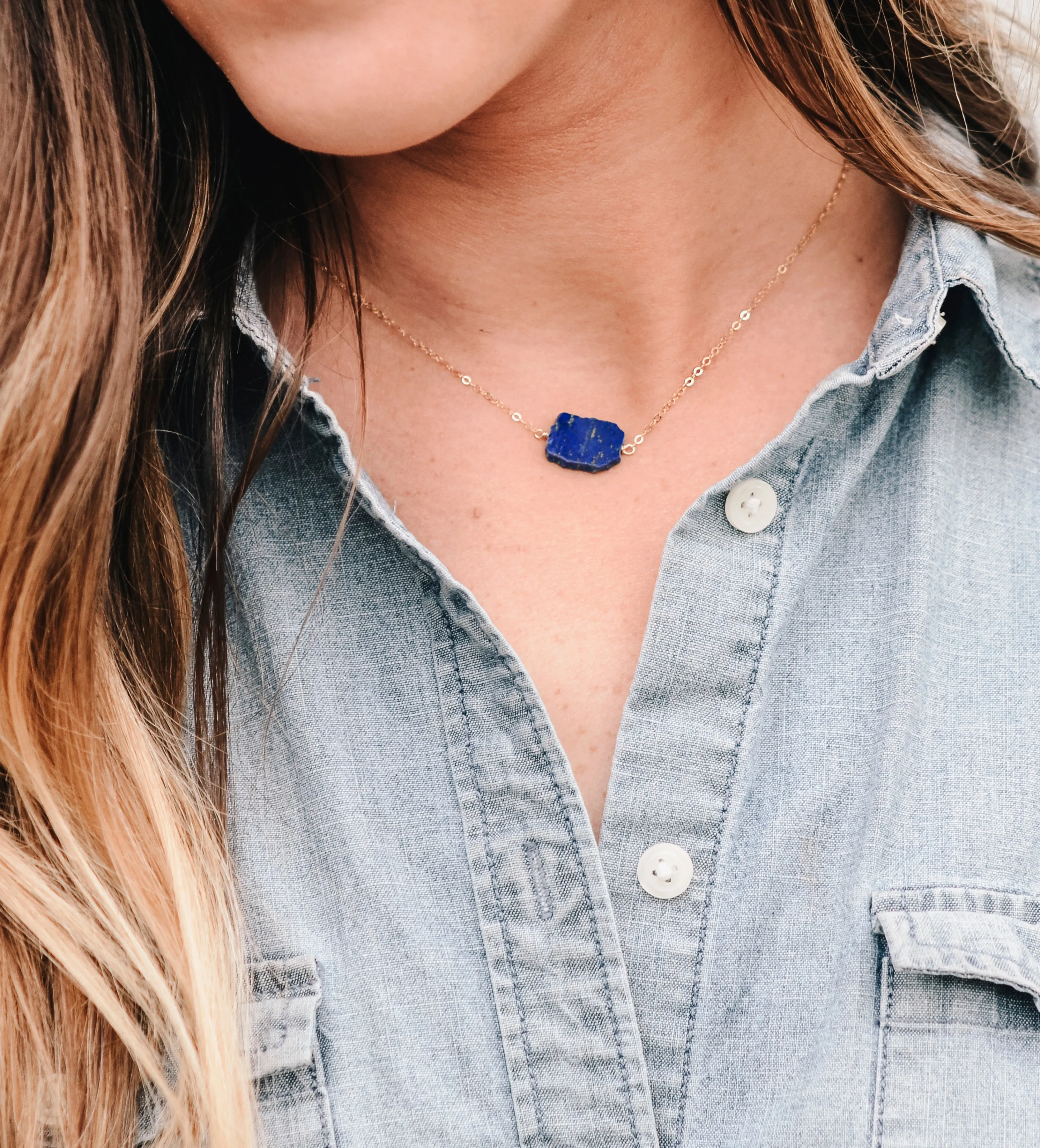 Lapis Lazuli Slice Necklace