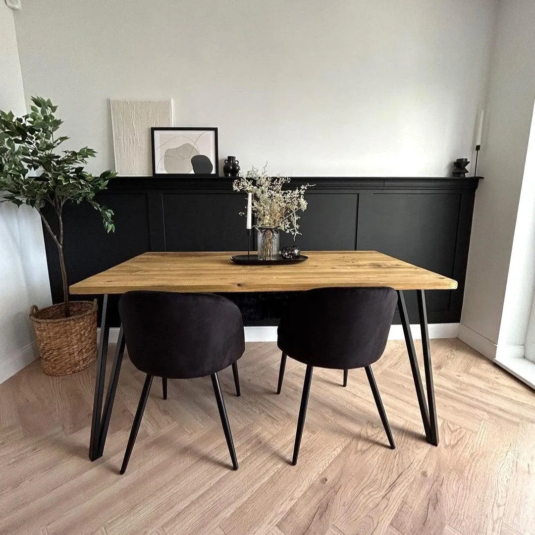 LEON: Reclaimed Hairpin Box-Leg Dining Table
