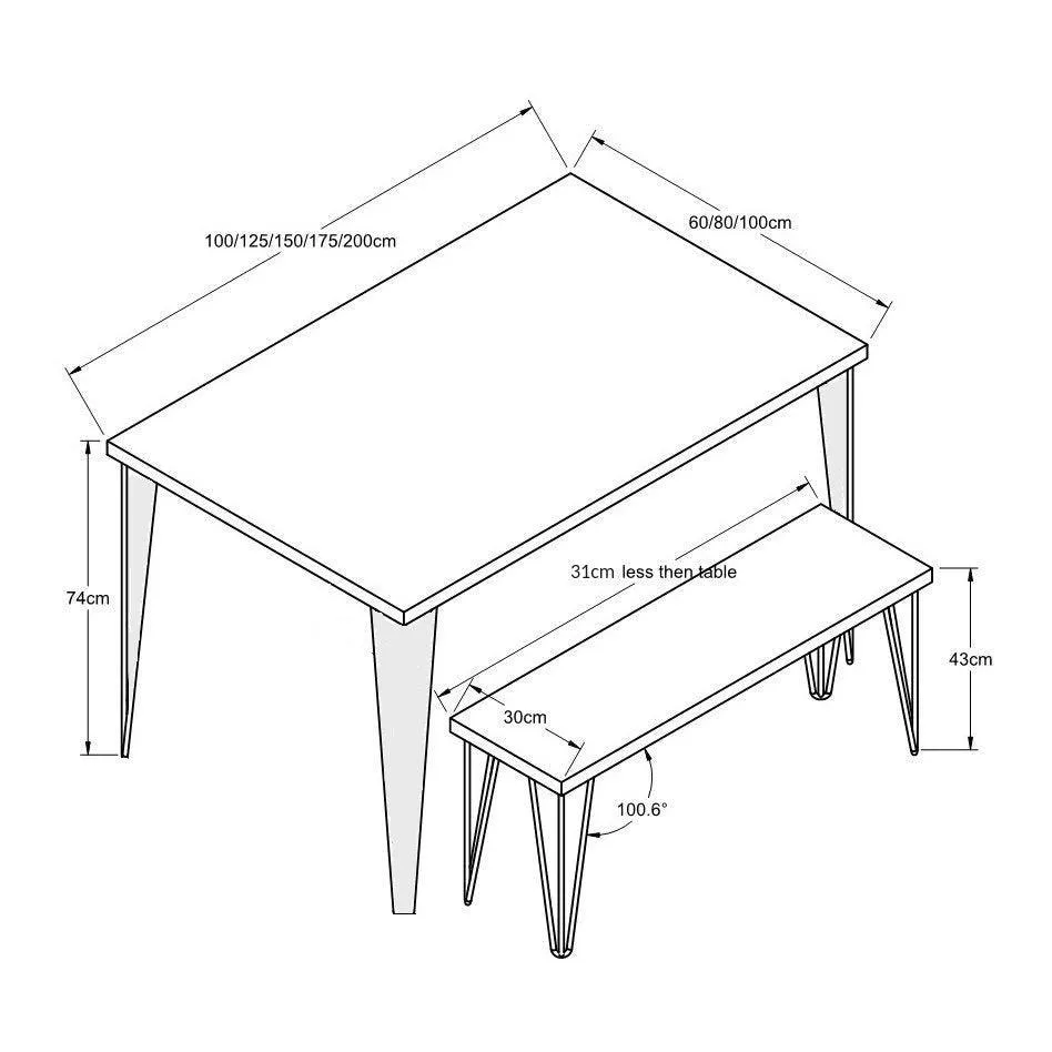 LEON: Reclaimed Hairpin Box-Leg Dining Table