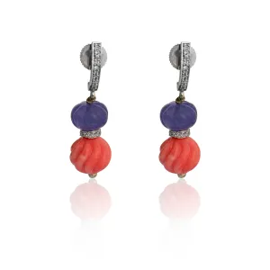 Light blue and coral earrings
