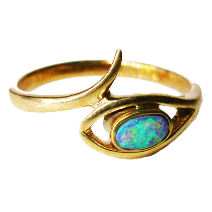 Light Green Boulder Opal 9k Ring