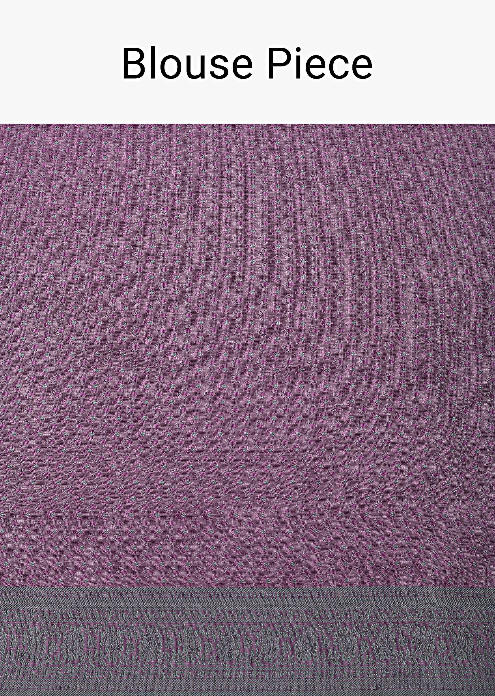 Light Purple South Resham Silk Saree With Kashmiri Weave And Unstitched Blouse Fabric