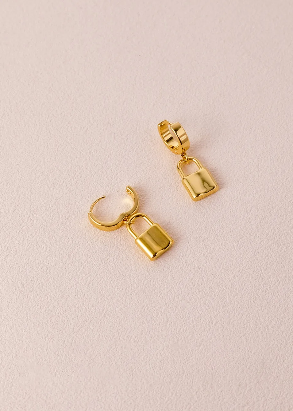 Lock Drop Huggie Hoop Earrings