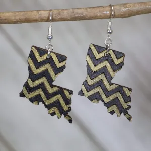 Louisiana State Black and Gold Chevron Wooden Dangle Earrings by Cate's Concepts, LLC