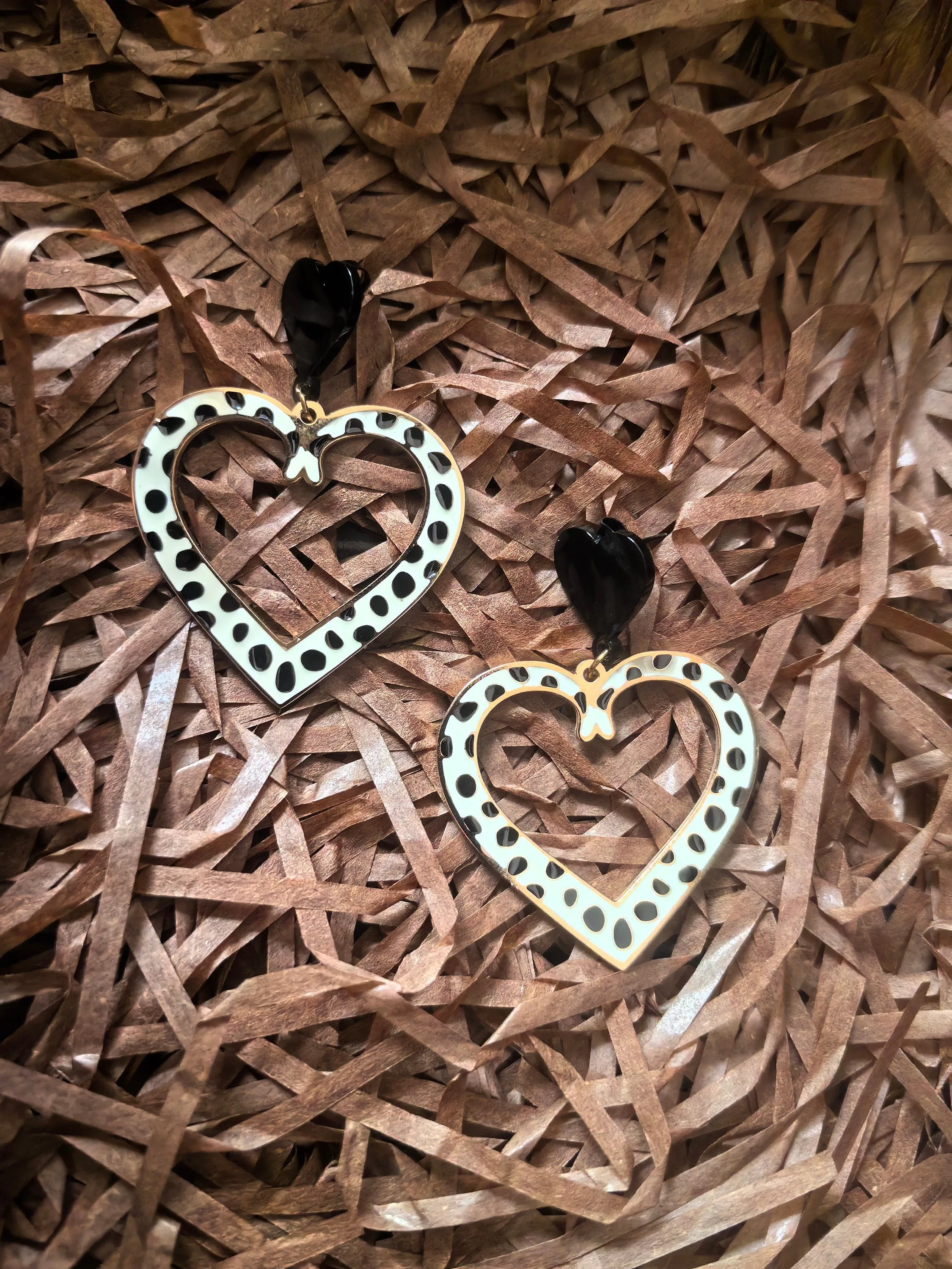 Love Double Heart Titanium steel Drop Statement Earrings