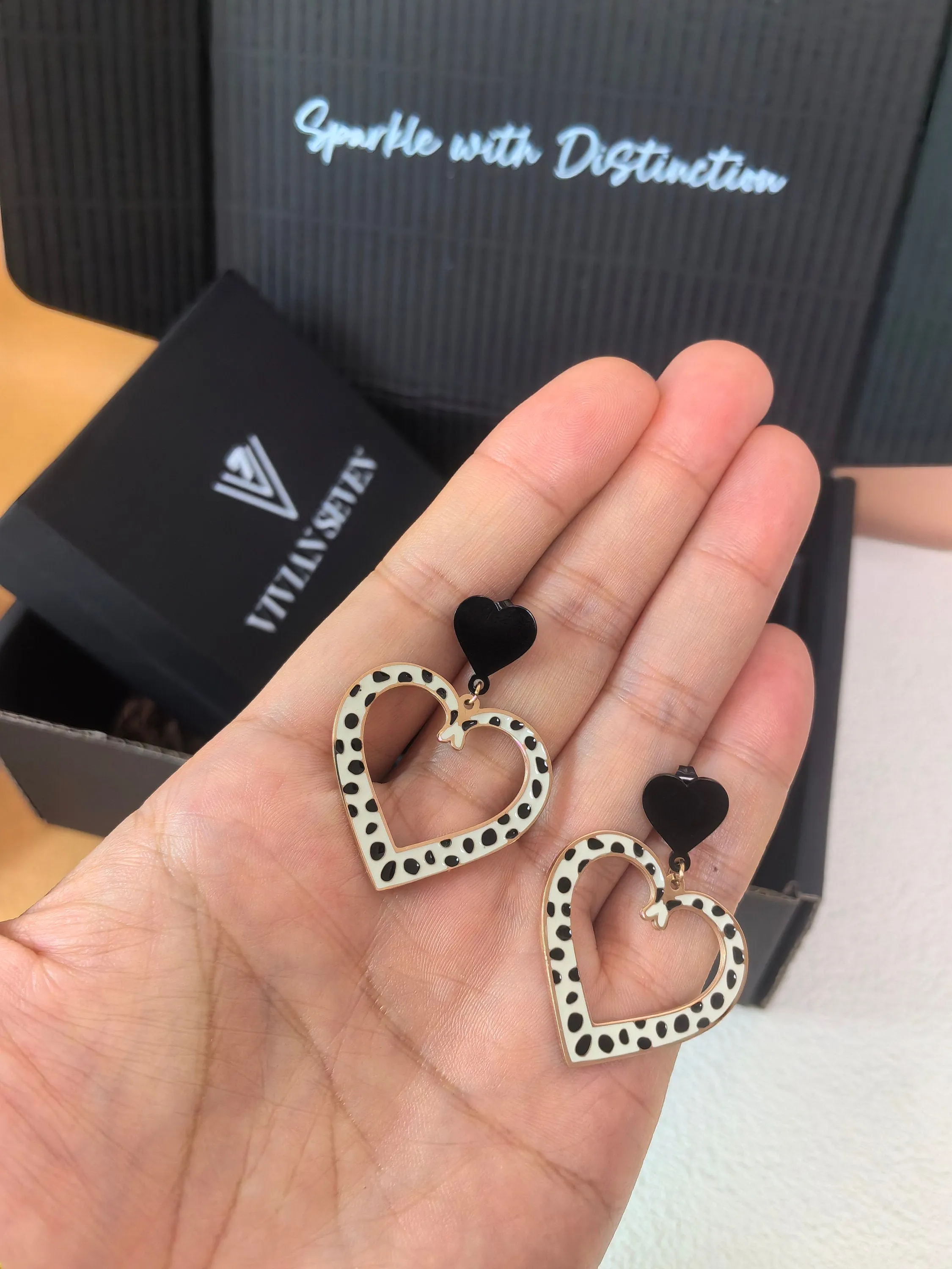 Love Double Heart Titanium steel Drop Statement Earrings
