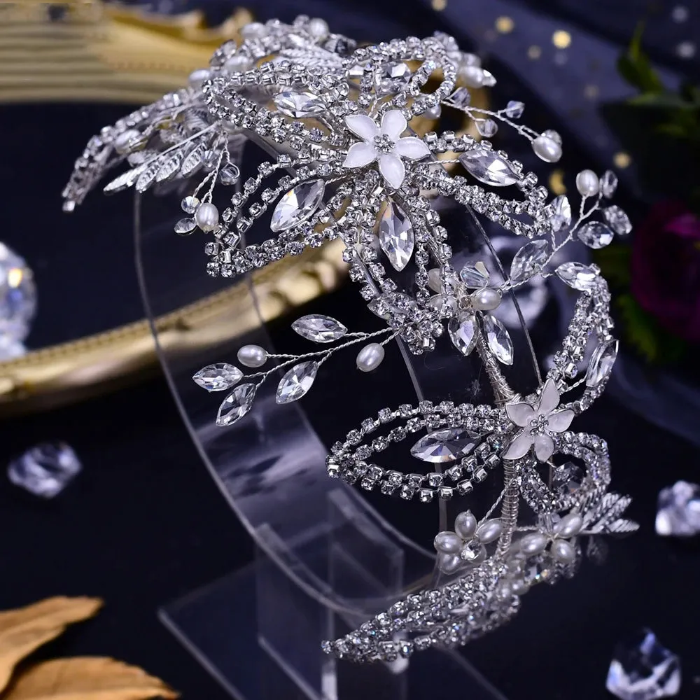 Luxury Rhinestone Flower Headband for the Bride