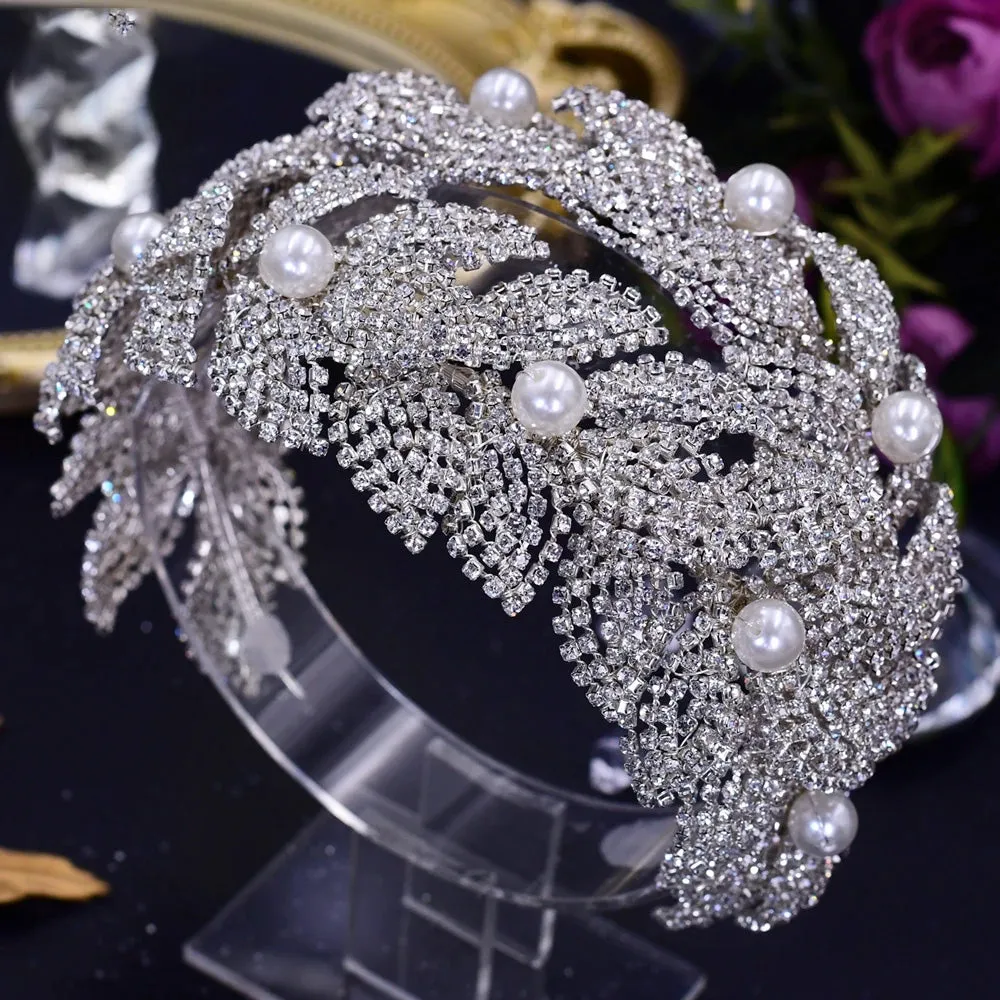 Luxury Rhinestone Flower Headband for the Bride