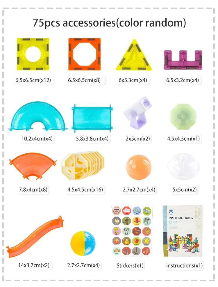 Magnetic Tiles 75pcs Light Magnetic 3D Educational Building Blocks Set Toys For Kids