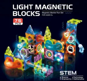 Magnetic Tiles 75pcs Light Magnetic 3D Educational Building Blocks Set Toys For Kids
