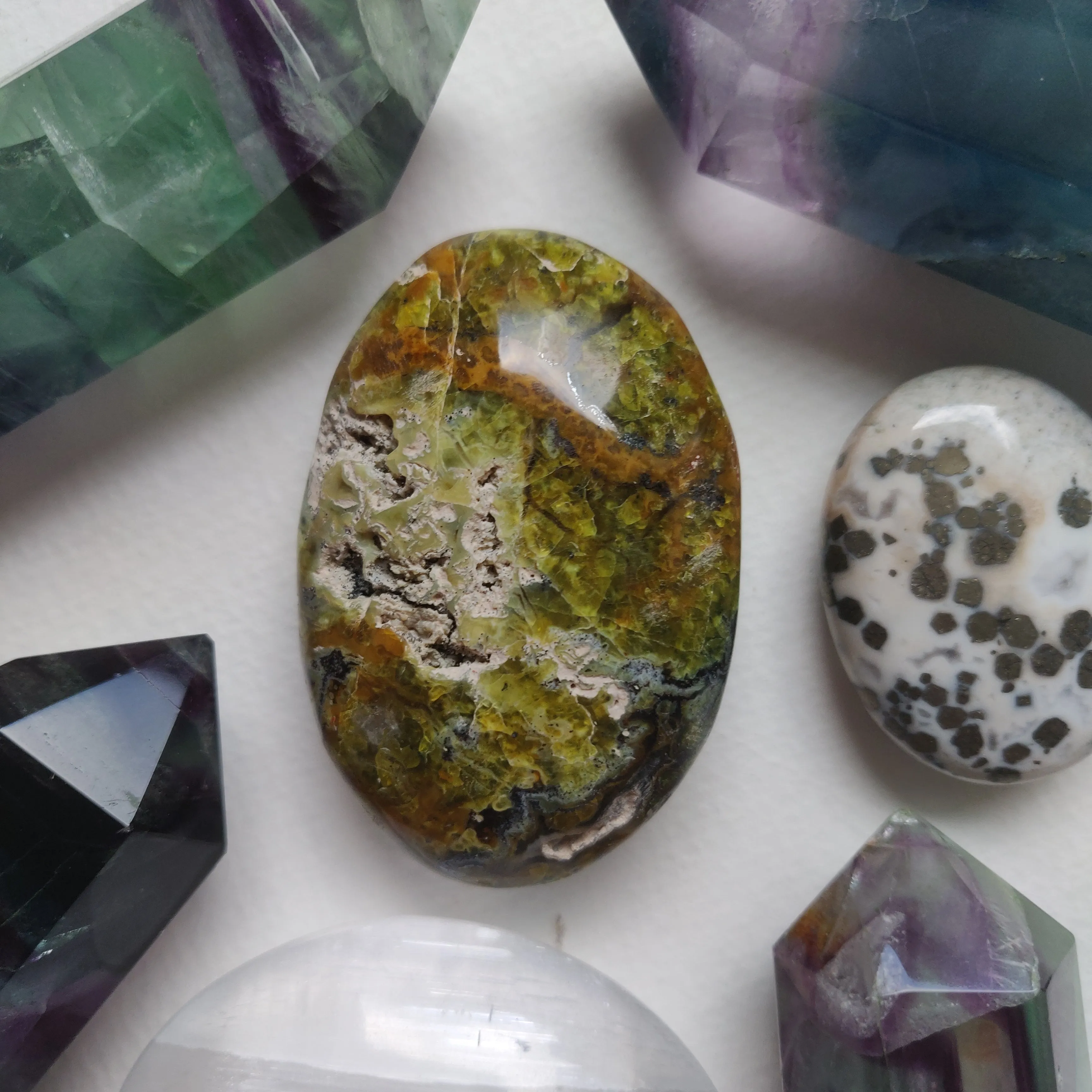 Matrix Green Opal Palm Stone (#3)