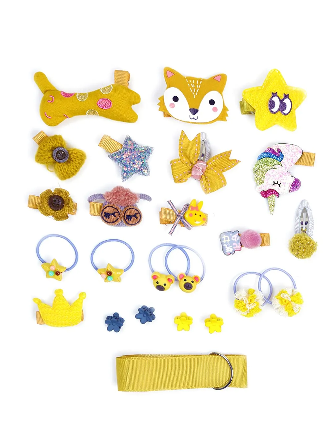 Melbees by Yellow Chimes Gift Set of Hair Accessories for Kids with Hair Clips and Band Assortment Gift Box for Kids Girls (Pack of 24), Medium (YCHASET-KD004-YL)
