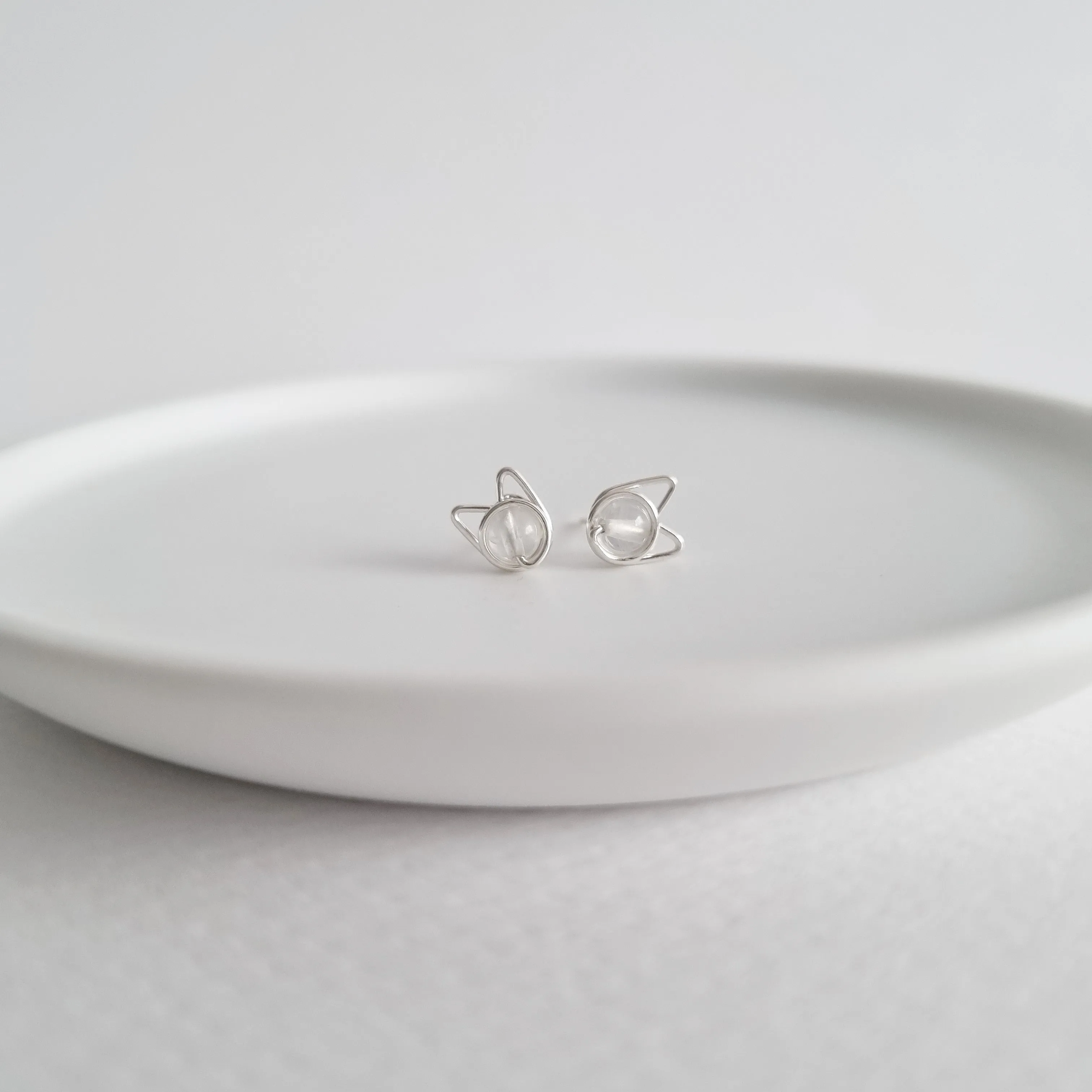 Meowstuds (Small) / Moonstone | 925 Silver
