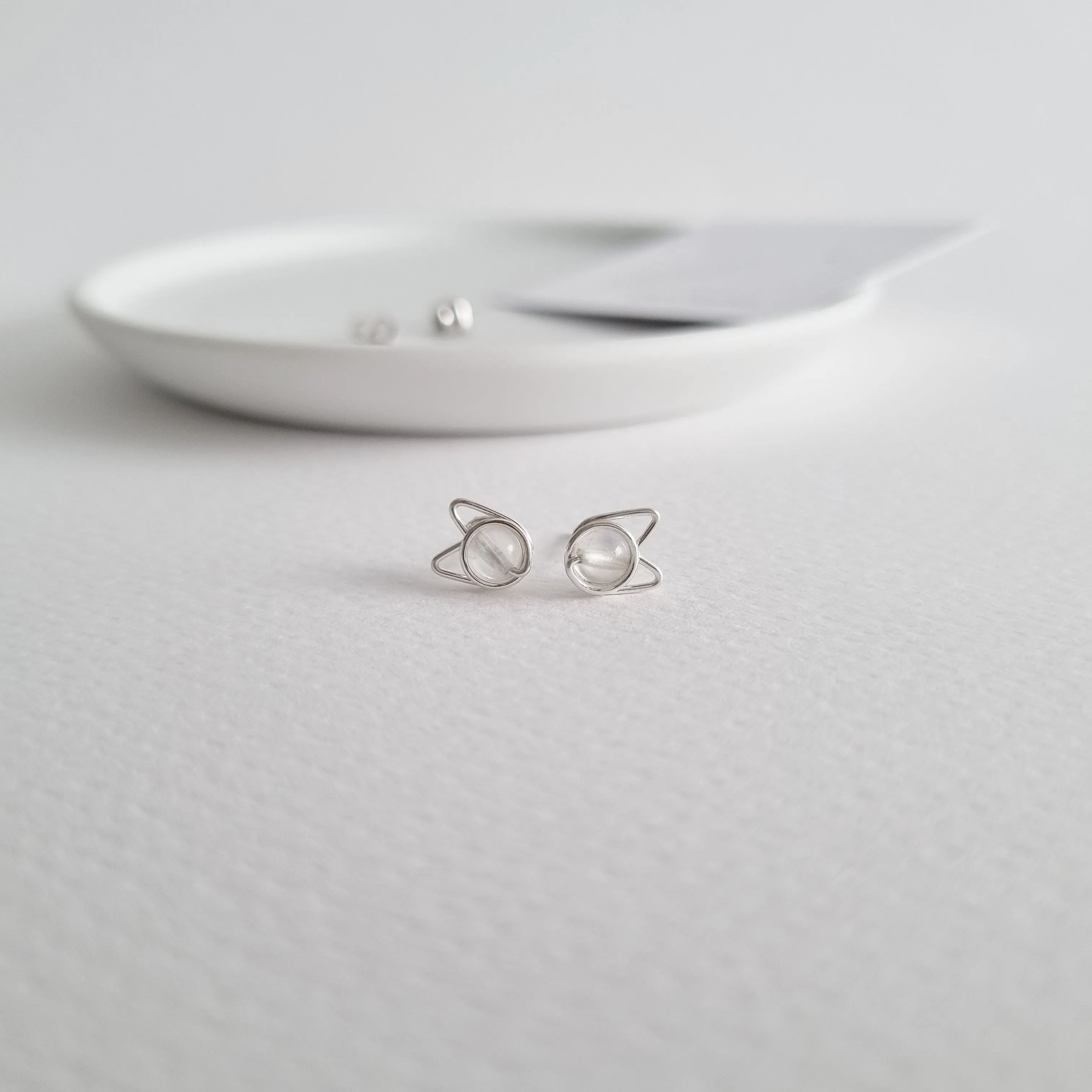 Meowstuds (Small) / Moonstone | 925 Silver
