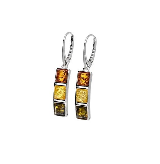 MILENA Drop Elegant Amber Silver Earrings