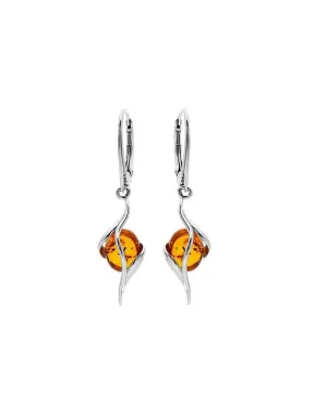 MILENA Drop Silver Earrings Amber
