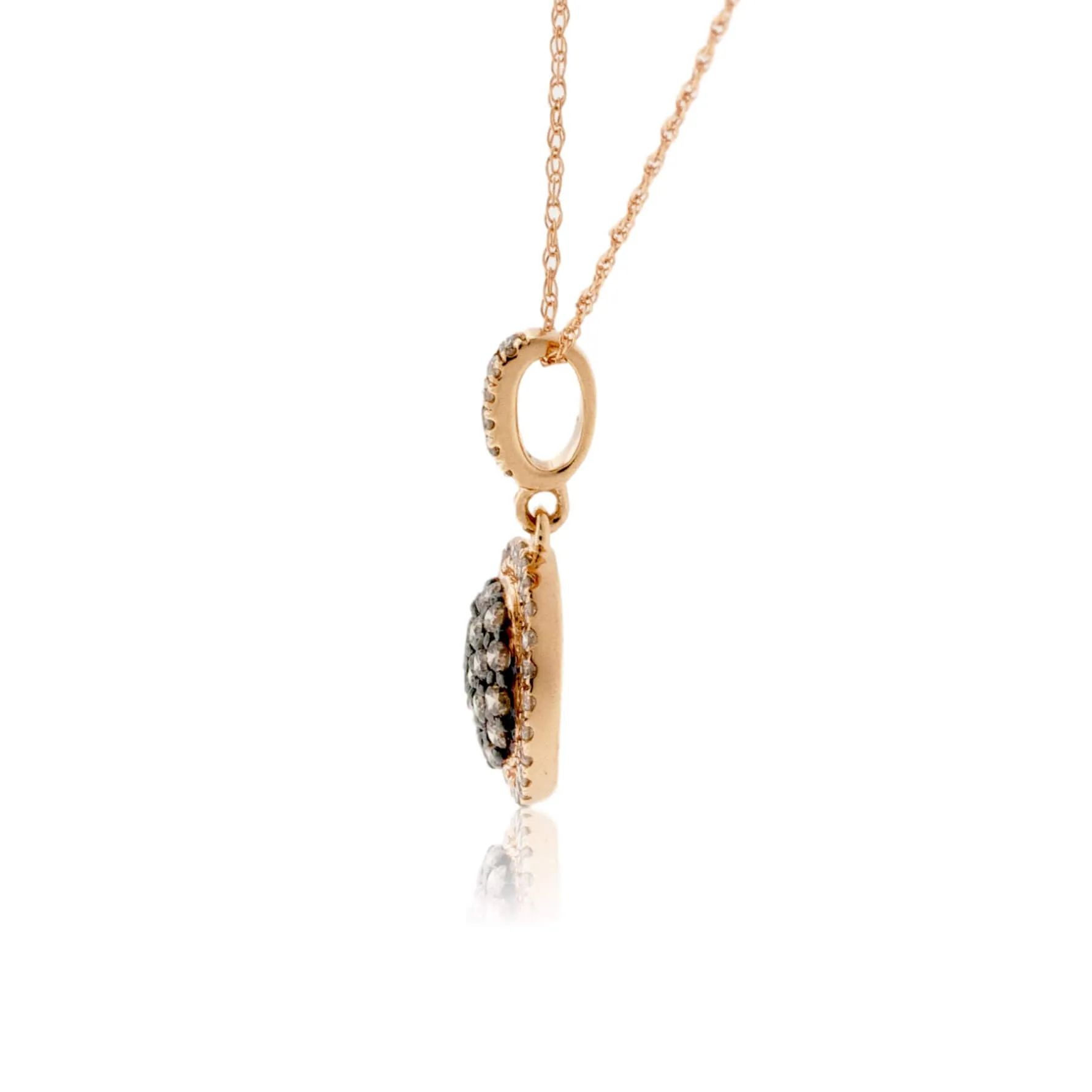 Mocha Diamond and Diamond Halo Style Pendant