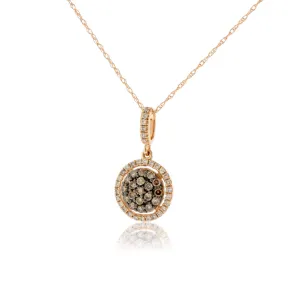 Mocha Diamond and Diamond Halo Style Pendant