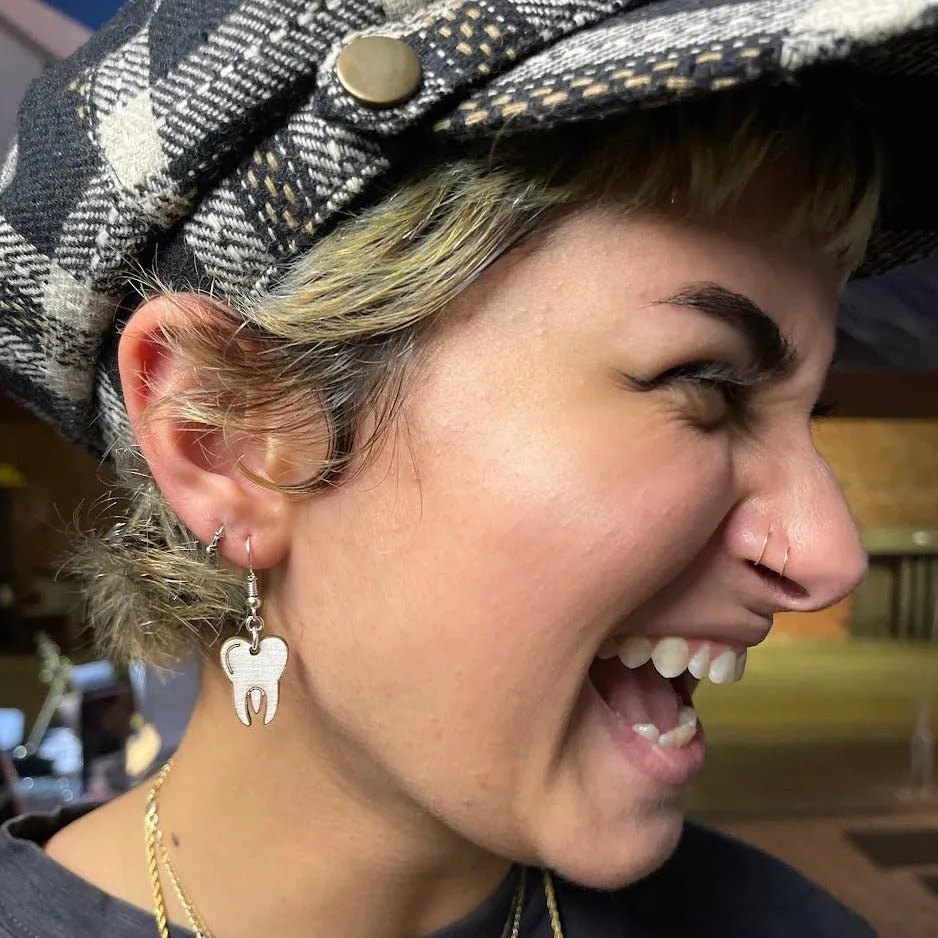 Molar Teeth Dangle Wooden Earrings by Cate's Concepts, LLC
