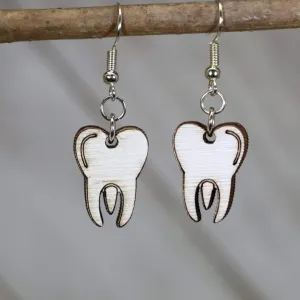Molar Teeth Dangle Wooden Earrings by Cate's Concepts, LLC
