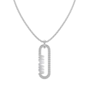 Mom Pavé Paperclip Pendant Necklace
