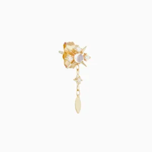 Moonstone & Diamonds Starburst Single Earring