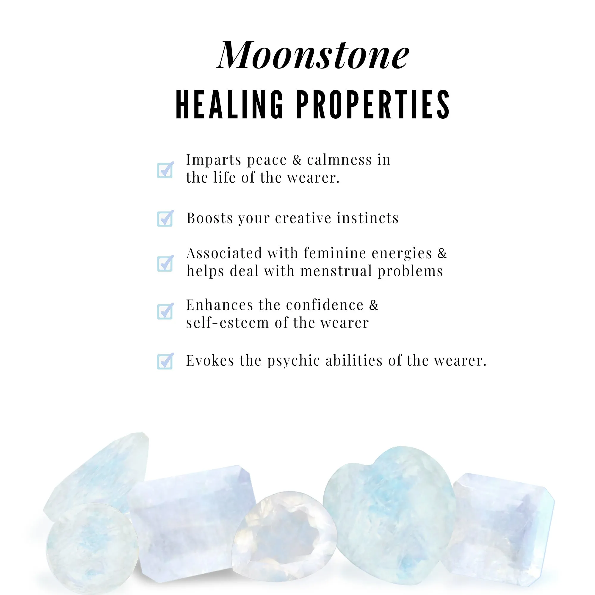 Moonstone Stackable Ring Set with Diamond
